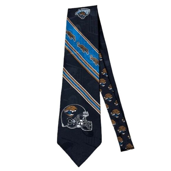 Jacksonville Jaguars 100% Silk NFL NFLP 1996 Men's Tie Official Black Teal Jags - Picture 6 of 6